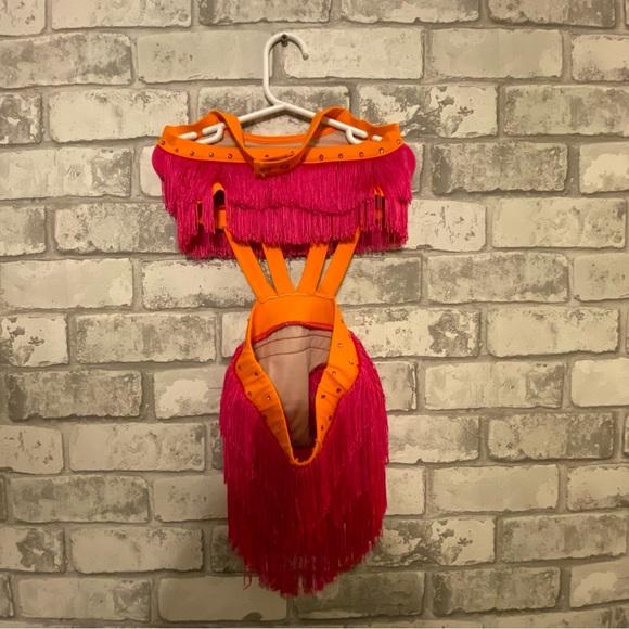 Weissman Girl’s Fringe & Rhinestone Dance Costume Size SC Small Child - Picture 7 of 8